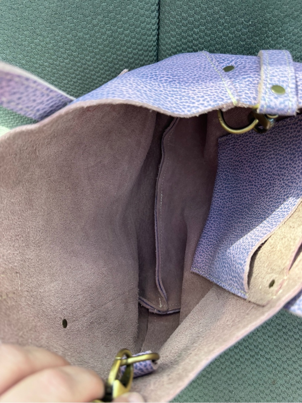 Portland Leather Medium Lilac Classic Crossbody Tote - Picture 3 of 6